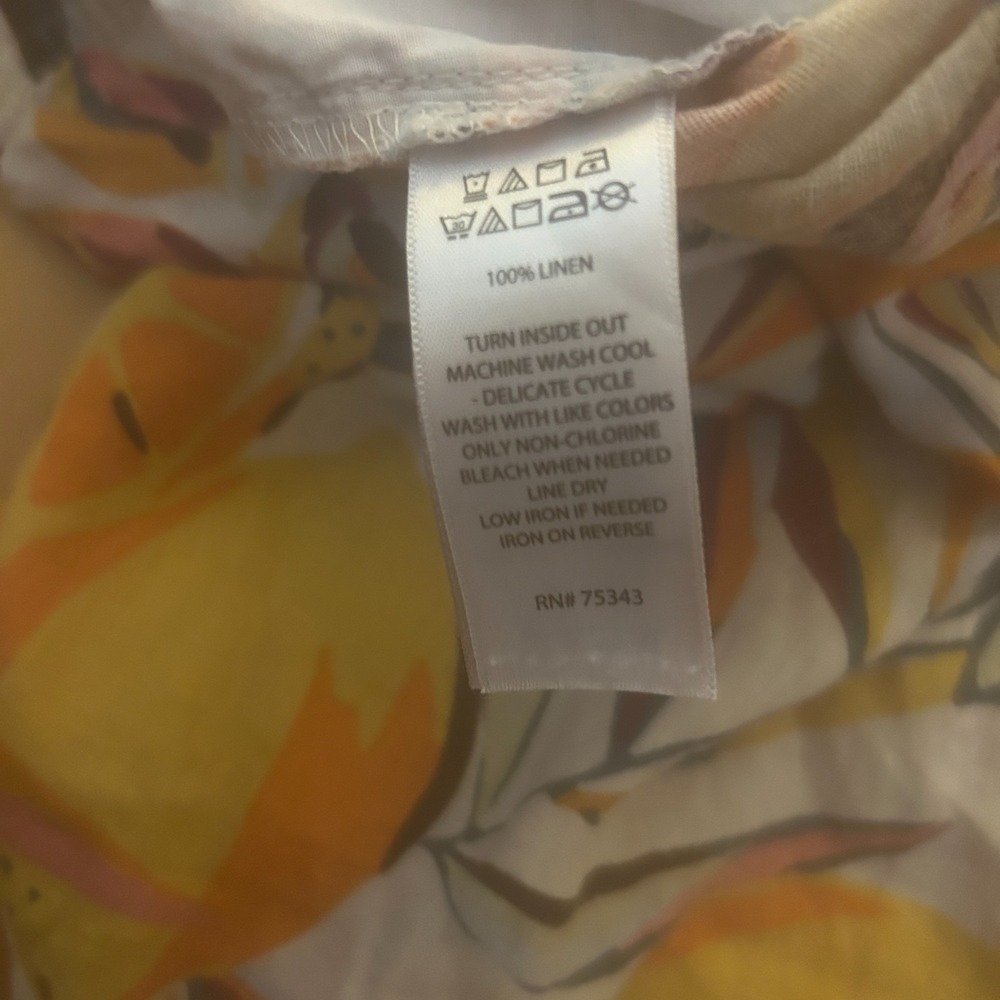 C&C California Pants Size XL Linen Wide Crop Lemon Orange Resort Beachy Tropical - Picture 8 of 9